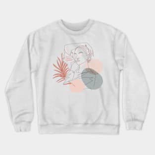 Fine line art drawing of beautiful woman figure Crewneck Sweatshirt